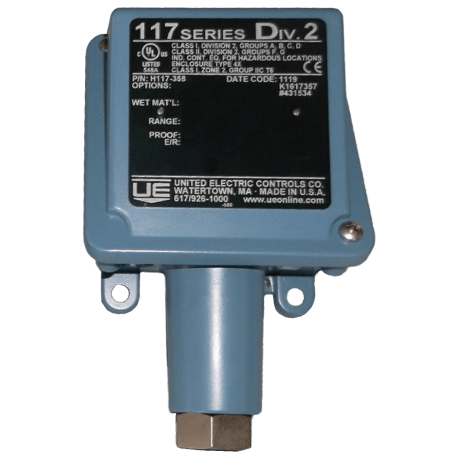 United Electric Pressure Switch, 117 Series Type H117 Models 358 to 376